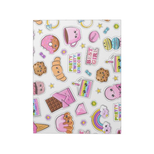 パターおもしろいンユニコーン魔法かわいい ノートパッド (回転)