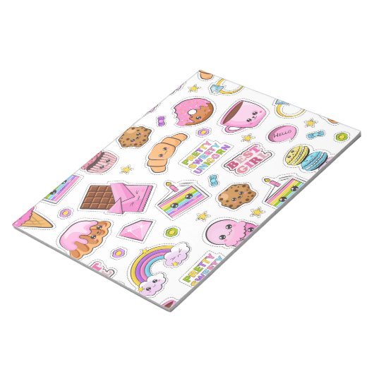 パターおもしろいンユニコーン魔法かわいい ノートパッド (アングル)