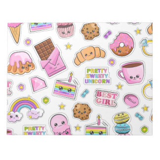 パターおもしろいンユニコーン魔法かわいい ノートパッド