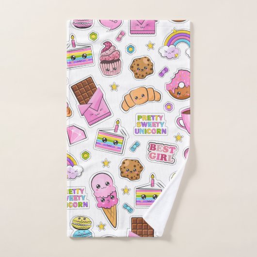 パターおもしろいンユニコーン魔法かわいい ハンドタオル (ハンドタオル)