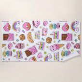 パターおもしろいンユニコーン魔法かわいい ビーチタオル (正面)