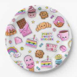 パターおもしろいンユニコーン魔法かわいい ペーパープレート