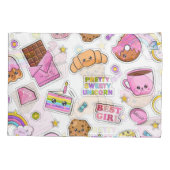 パターおもしろいンユニコーン魔法かわいい 枕カバー (裏面-左)