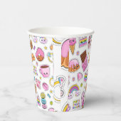 パターおもしろいンユニコーン魔法かわいい 紙コップ (右)