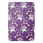 パターおもしろいンユニコーン魔法馬かわいい バスマット (正面縦)
