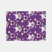 パターおもしろいンユニコーン魔法馬かわいい フリースブランケット (正面(横))