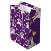 パターおもしろいンユニコーン魔法馬かわいい ミディアムペーパーバッグ (正面アングル)