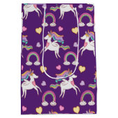 パターおもしろいンユニコーン魔法馬かわいい ミディアムペーパーバッグ (裏面)