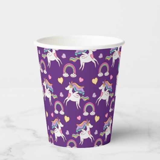パターおもしろいンユニコーン魔法馬かわいい 紙コップ (正面)