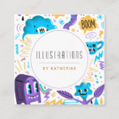 パターおもしろいン予測できな・グラフィック・デザイナ・イラストレータ スクエア名刺 (正面)