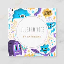 パターおもしろいン予測できな・グラフィック・デザイナ・イラストレータ スクエア名刺