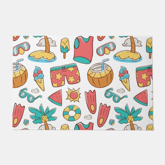 パターおもしろいン夏ビーチ休暇 ドアマット (正面)