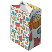 パターおもしろいン夏ビーチ休暇 ミディアムペーパーバッグ (正面アングル)