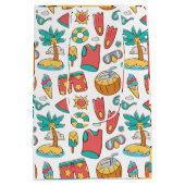 パターおもしろいン夏ビーチ休暇 ミディアムペーパーバッグ (裏面)