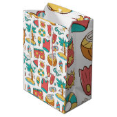 パターおもしろいン夏ビーチ休暇 ミディアムペーパーバッグ (裏面アングル)
