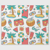 パターおもしろいン夏ビーチ休暇 ラッピングペーパー (フラット)