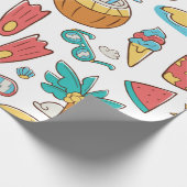 パターおもしろいン夏ビーチ休暇 ラッピングペーパー (角)