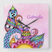 パターお洒落ンの形状と渦巻き スクエア壁時計 (正面)