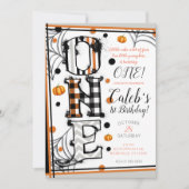 パターお洒落ンハロウィーンマッシュアップ1歳の誕生日 招待状 (正面)