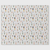 パターかわいらしンのクリスマスツリー灰色と緑のかわいい ラッピングペーパー (フラット)