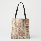 パターでシームレスな美しいマグカルの花のモチーフ トートバッグ (正面)