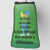 パターでティーオフする準備をする ゴルフヘッドカバー (回転90)