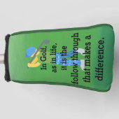 パターでティーオフする準備をする ゴルフヘッドカバー (正面)