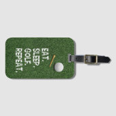 パターと食べボールを備えたゴルフスリープゴルフリピート ラゲッジタグ (正面横)