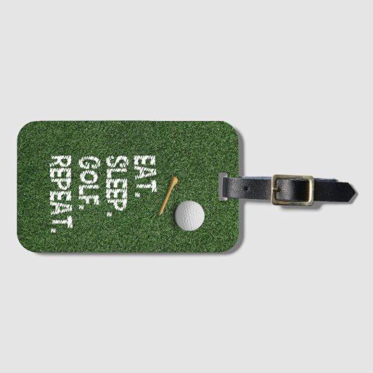パターと食べボールを備えたゴルフスリープゴルフリピート ラゲッジタグ (正面横)