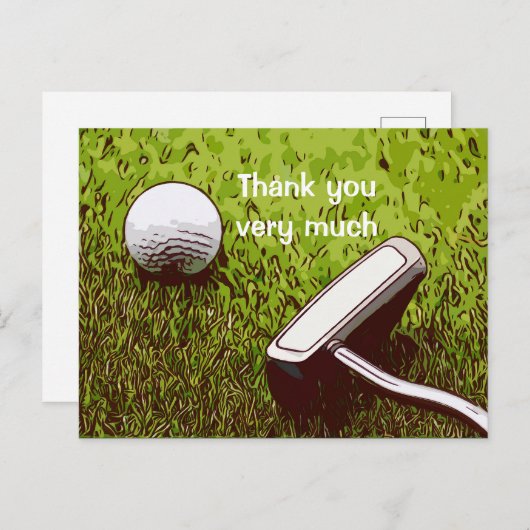 パターの水彩入りゴルフボ感謝していール ポストカード (正面/裏面)