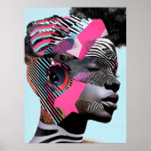 パターはっきりしたン付き抽象芸術鮮やかポートレート ポスター (正面)