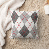 パターアーガイルンダイヤモンドデザインジオメトリックホワイト クッション (ブランケット)