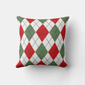 パターアーガイルンダイヤモンドデザイン幾何学的な赤、緑 クッション (裏面)