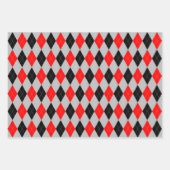 パターアーガイルン灰色の赤と青 ラッピングペーパーシート (正面2)