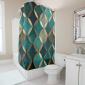 パターエレガントンティール（緑がかった色）金ゴールド シャワーカーテン (インサイチュ)