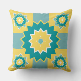 パターエレガントンモダンイエローブルー白いシックなママ クッション