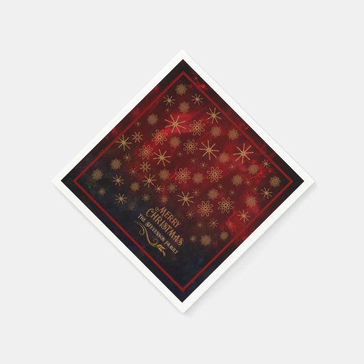パターエレガントン赤金ゴールドメリークリスマス スタンダードカクテルナプキン (角)