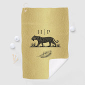 パターエレガントン金ゴールドブラックモノグラム ゴルフタオル (インサイチュ)