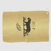 パターエレガントン金ゴールドブラックモノグラム ゴルフタオル (横)