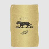 パターエレガントン金ゴールドブラックモノグラム ゴルフタオル (正面)