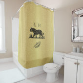 パターエレガントン金ゴールドブラックモノグラム シャワーカーテン (インサイチュ)