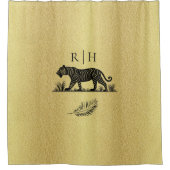 パターエレガントン金ゴールドブラックモノグラム シャワーカーテン (正面)