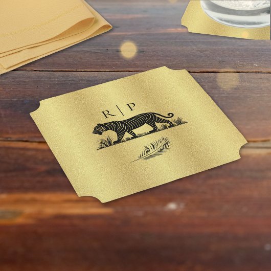 パターエレガントン金ゴールドブラックモノグラム ペーパーコースター