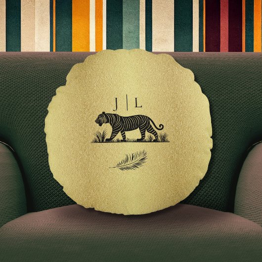 パターエレガントン金ゴールドブラックモノグラム ラウンドクッション