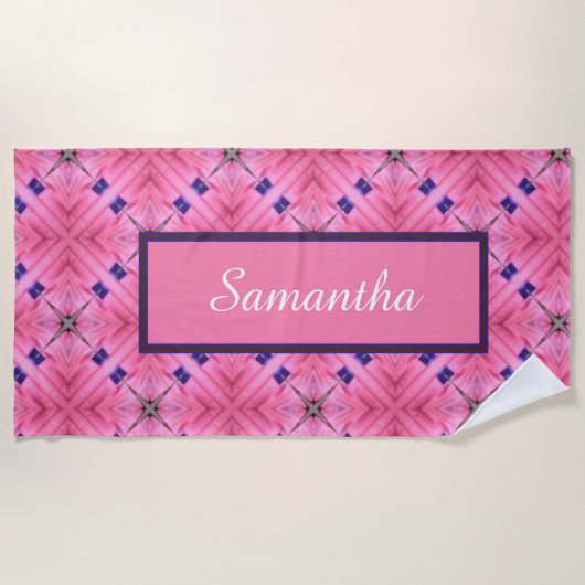 パターカスタマイズンビーチタオル全体の明るいピンク ビーチタオル (正面)