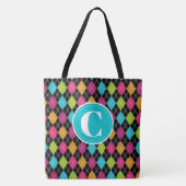 パターカラフルアーガイルンパーソナライズされたトート トートバッグ (正面)