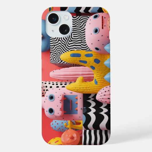 パターカラフルンを持つ顔や図形 iPhoneケース (裏面)