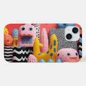 パターカラフルンを持つ顔や図形 iPhoneケース (裏面横)