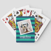 パターカラフルンストライプの名前をカスタムすると写真 トランプ (裏面)