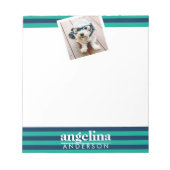 パターカラフルンストライプの名前をカスタムすると写真 ノートパッド (正面)